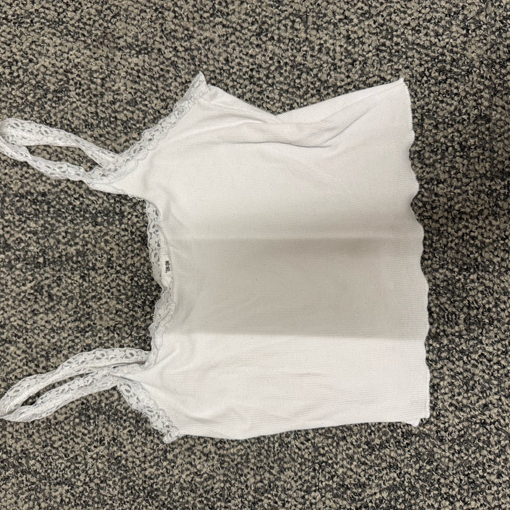 White Lace Trim Women's Top